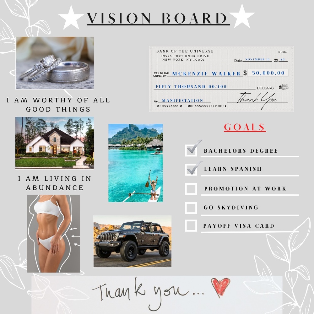 Vision Board Poster - Manifestation Board Dream Board Law of Attraction Gray